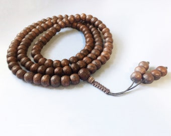 Dark Bodhi Seed Mala Necklace Buddhist prayer beads handmade with adjustable knot unique Bodhicitta seeds