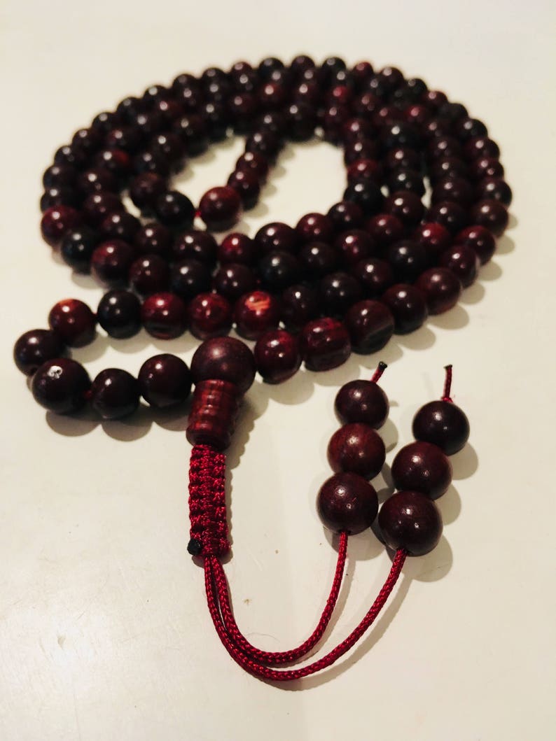 Rosewood Mala Necklace 8MM 108 Bead Adjustable Knot Handmade | Etsy