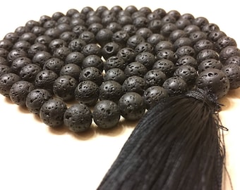 Lava Rock Necklace Great as a Diffuser Necklace A 108 Bead Mala made with  8mm Stones  and Tassel Handmade Jewelry for Aromatherapy Jewerly