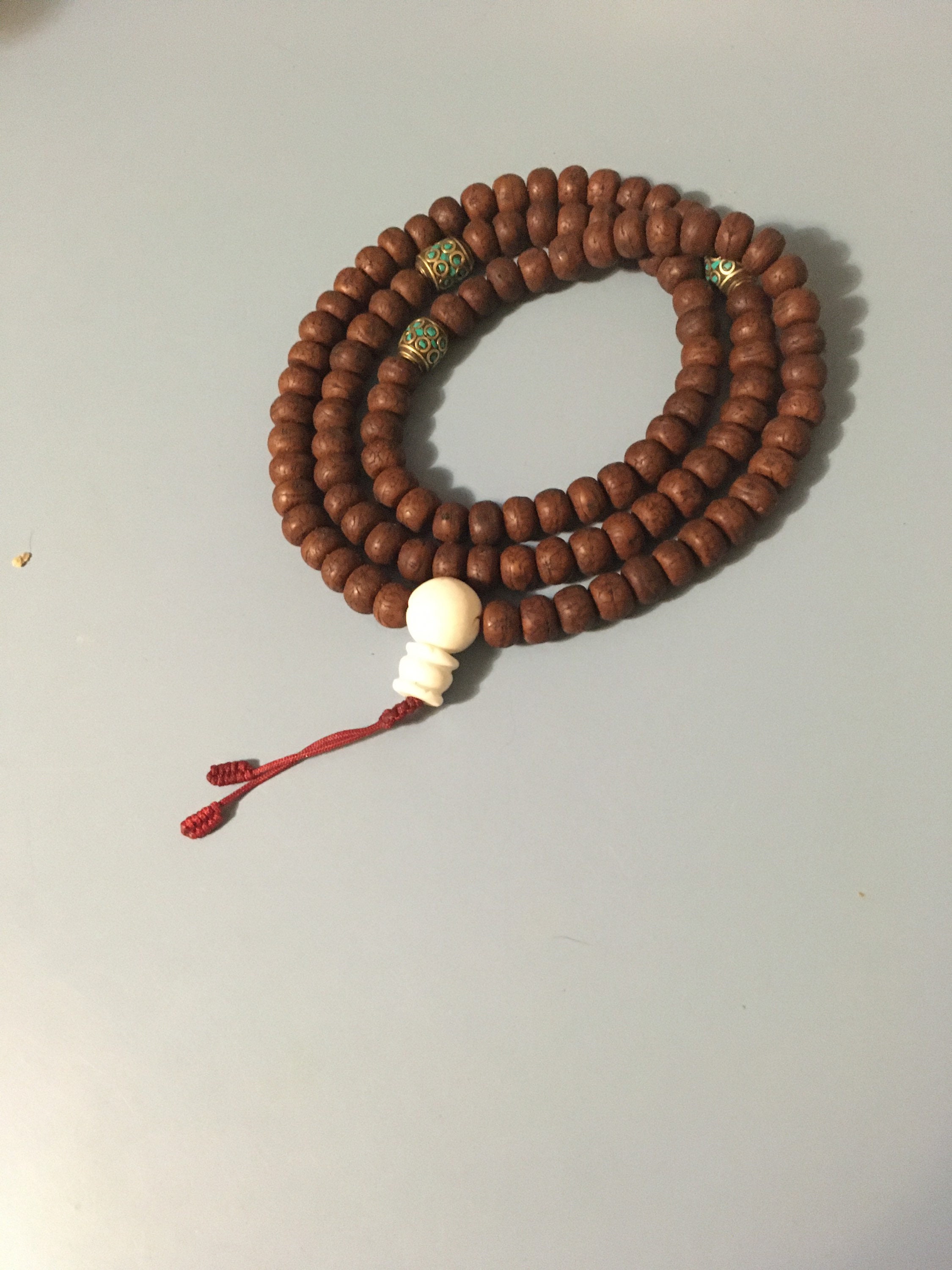 108 Authentic Bodhi Seed Mala Prayer Beads With Dorje and Skull