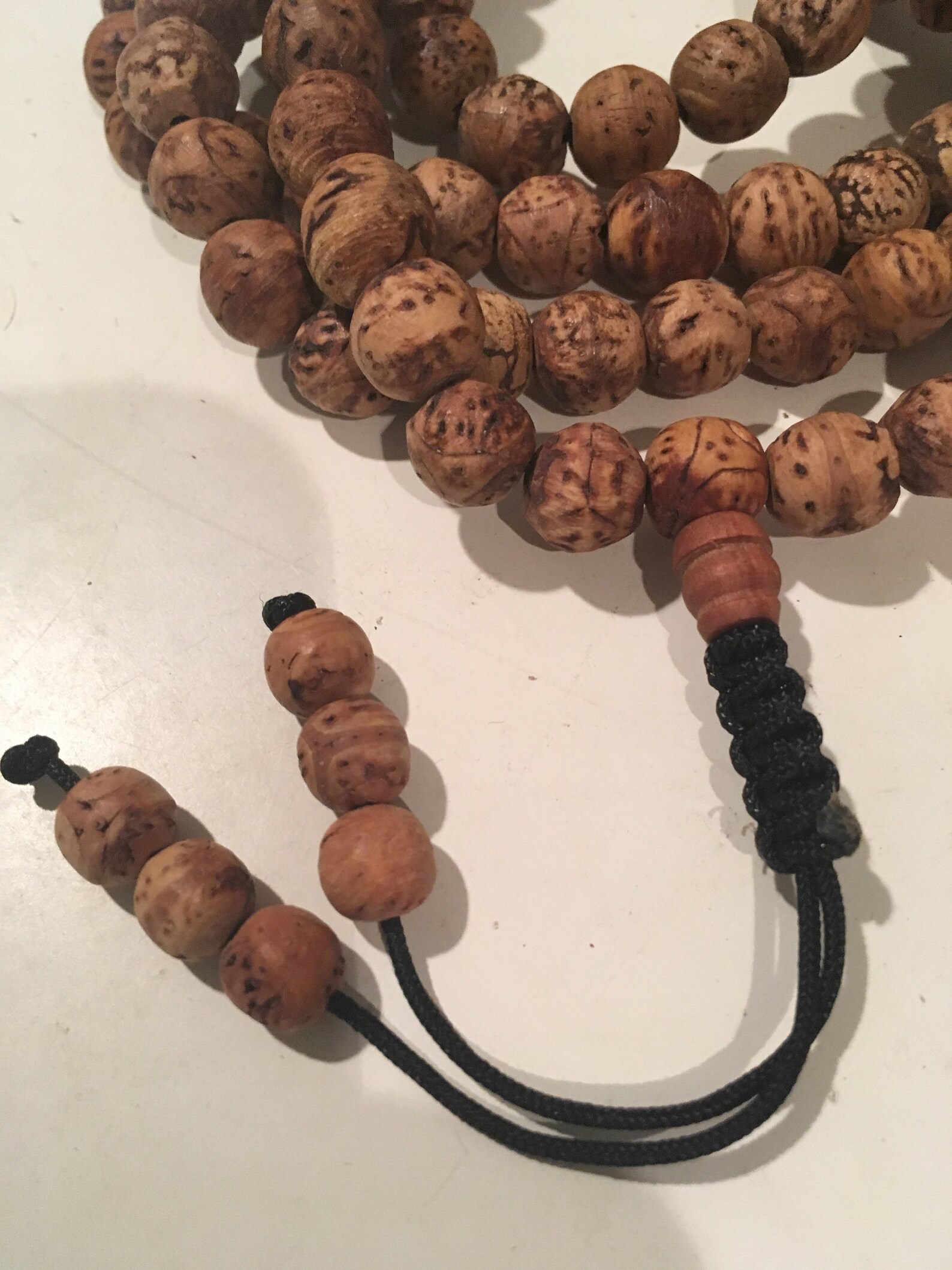 Handmade Vintage Bodhi Seed Mala Bead Necklace w/ Turquoise Pendant #10 main image 0