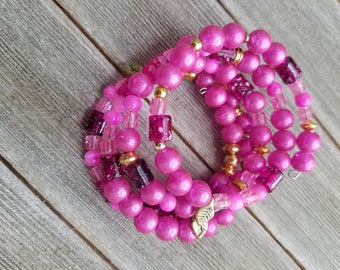 Pink boho stackable bracelet