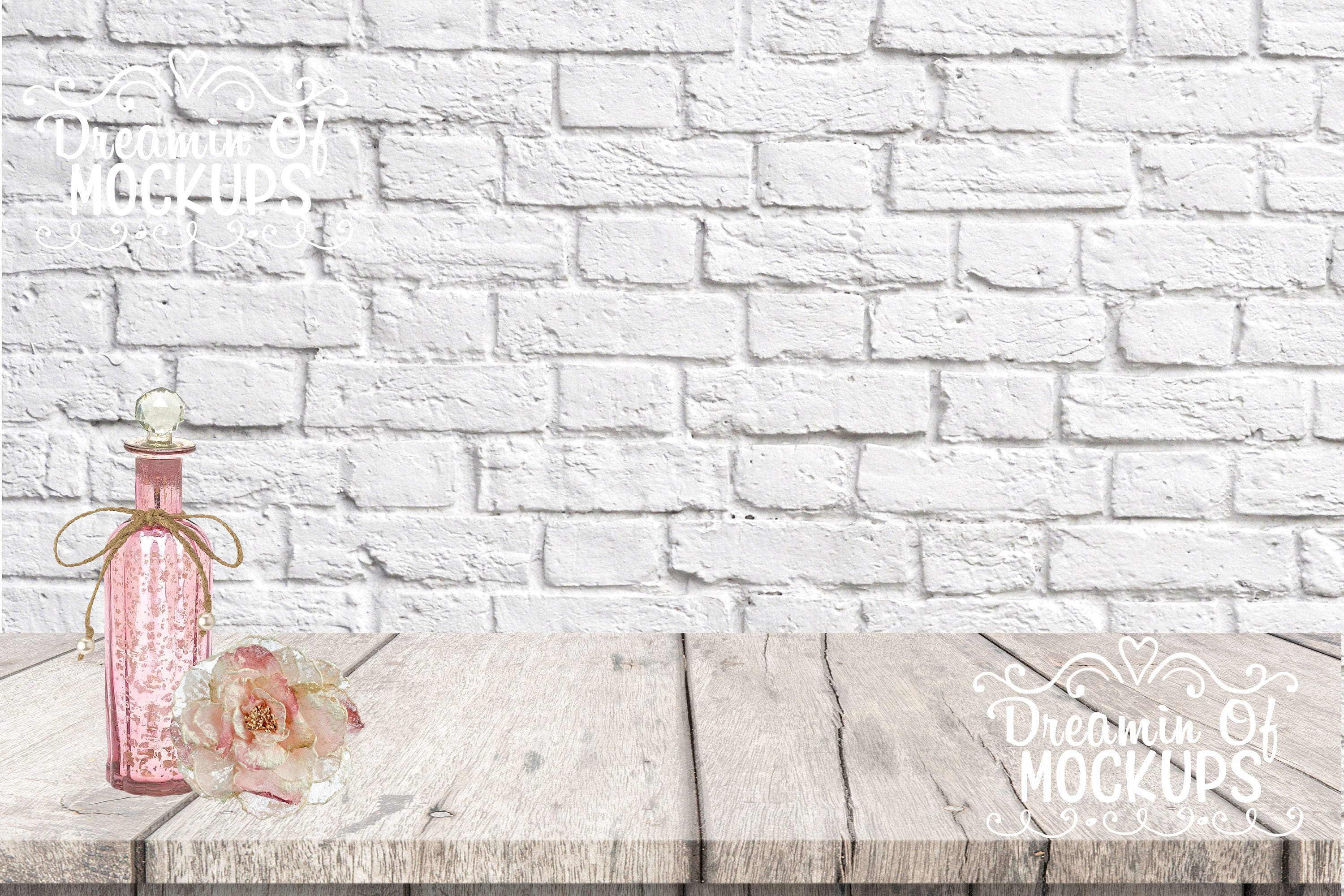 Download Blank Wall Mockup wood shelf white brick backdrop brick | Etsy