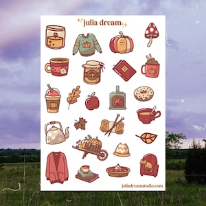 Cozy Autumn Sticker Sheet |  | Bullet Journal Stickers, Planner Stickers, Scrapbook Stickers, Journal, Bujo, Fall Stickers, Autumn Stickers