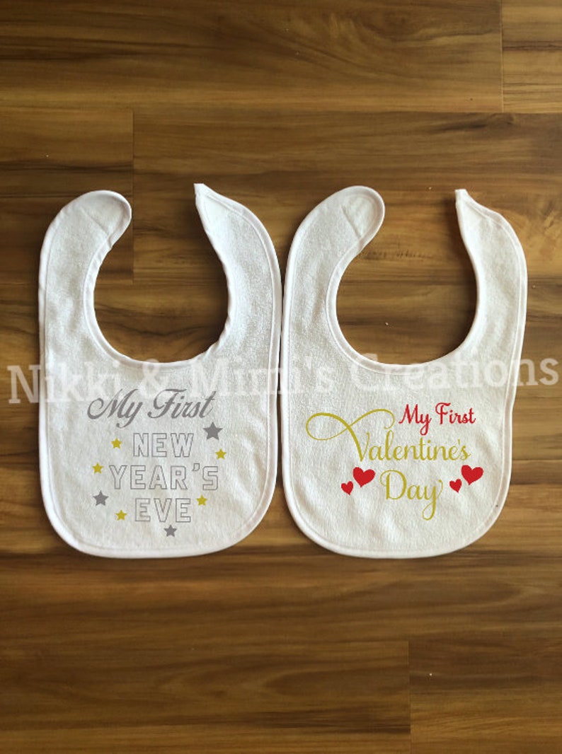 Holiday Bib Set Milestone Bib Set Baby Bibs Baby First Etsy