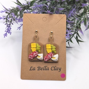 Handmade Charcuterie Board Polymer Clay Earrings--Great Gift for any Special Occasion, Food Earrings