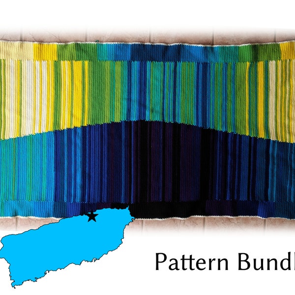 Puerto Rico Temperature Blanket Pattern Bundle, Knitting Crochet Cross Stitch Digital Patterns, Weather Climate Change Temperature Anomaly