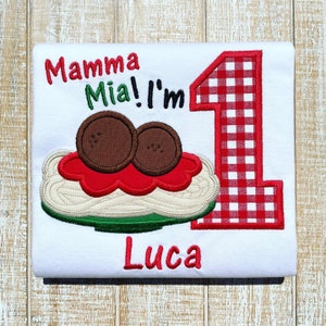 Pasta Party/Little Meatball Birthday Embroidered T-Shirt or Bodysuit-Family Shirts