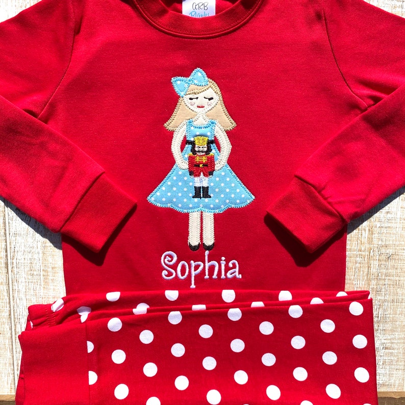 Christmas Girl with Nutcracker Embroidered Pajamas Etsy