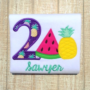 TWO-Tti Fruiti Birthday Embroidered Bodysuit or T-Shirt