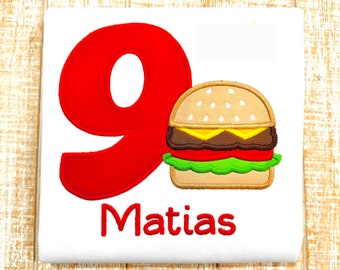 Cheeseburger Birthday Embroidered T-Shirt-Boys or Girls