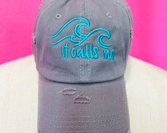 Ocean Waves it calls me-Baseball Hat-Adult and Kids Sizes-Many color choices
