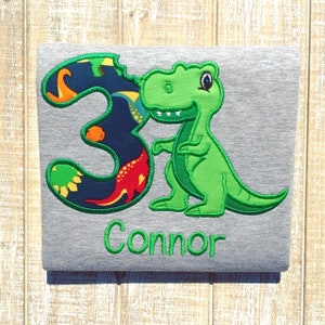 T-Rex Dinosaur Birthday Embroidered T-Shirt Boy or Girl