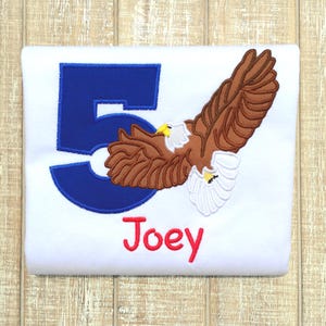 Bald Eagle Birthday Embroidered T-Shirt Boy or Girl