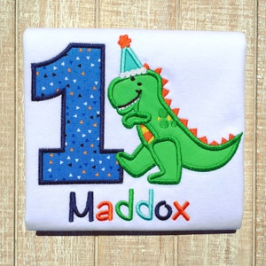 Birthday Party Dinosaur-Embroidered T-Shirt-Boy Version
