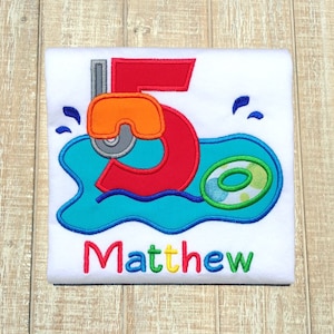 Beach/Pool Party Birthday Embroidered Bodysuit or T-Shirt-Boy Version