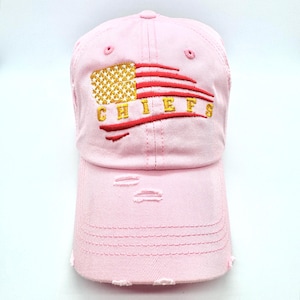 Chiefs Flag Embroidered-Many Cap Color Choice-Adults and Kids