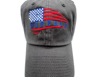 Buffalo Flag Embroidered-Many Cap Color Choice-Adults and Kids
