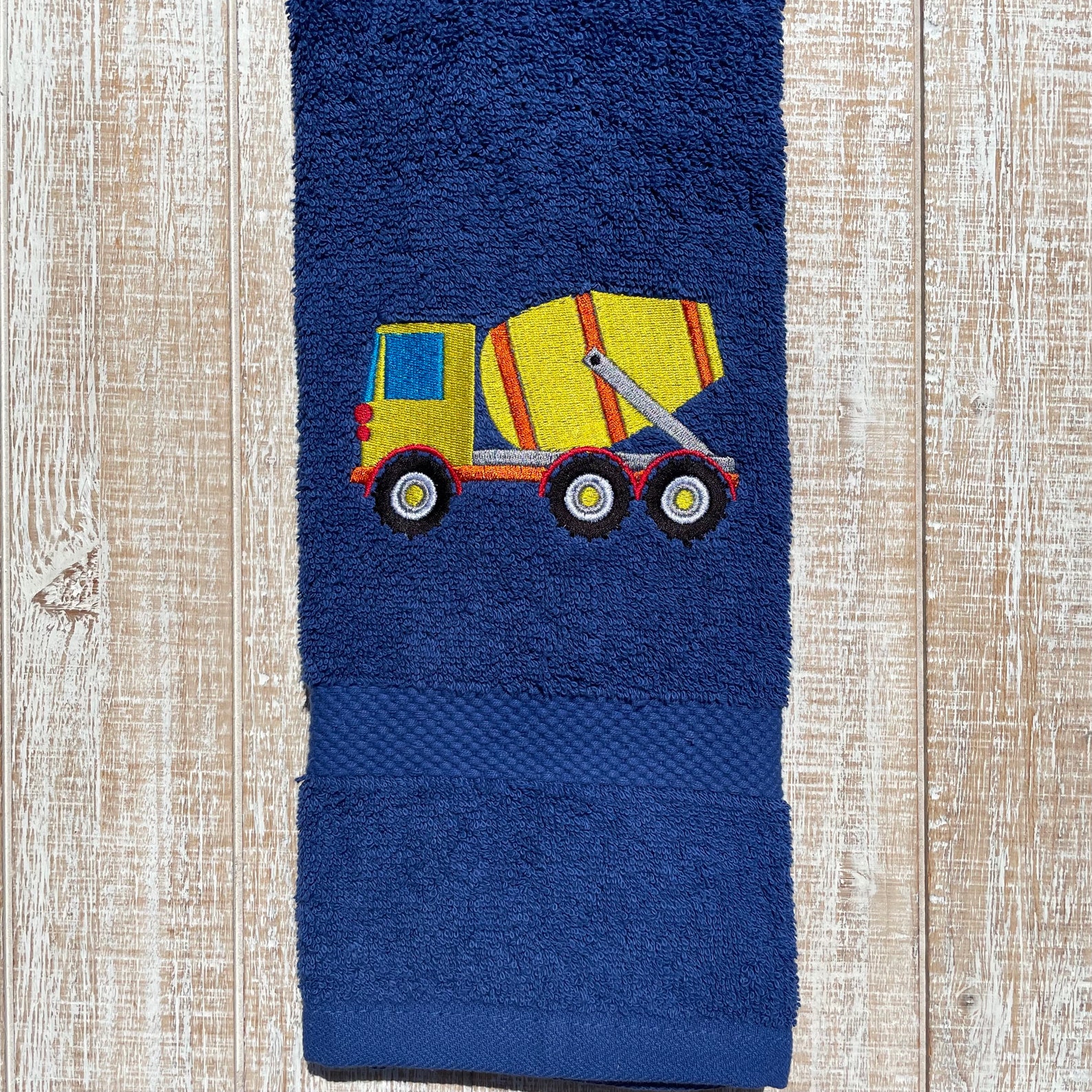 Construction Trucks Embroidered Bath Hand Towels Etsy