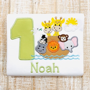 Noah’s Animal Ark- Birthday Embroidered Bodysuit or T-Shirt-Boys or Girls