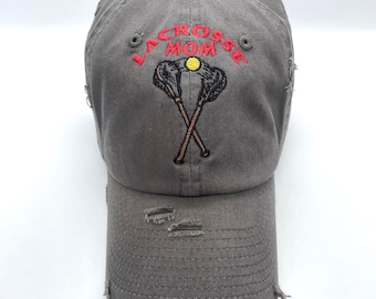Lacrosse Mom Embroidered Hat-Any thread colors-Many Hat Color Options