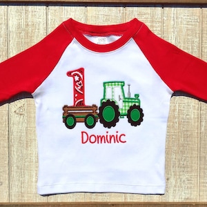 Tractor with Wagon Birthday Embroidered T-Shirt-Girls or Boys