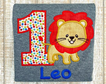 Cute Lion Birthday Embroidered Bodysuit or T-Shirt