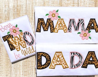 Born TWO be Wild Birthday Embroidered T-Shirt or Bodysuit-Family Shirts