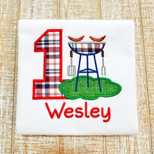 Baby-Q/Barbecue/Grilling Birthday Embroidered T-Shirt or Bodysuit-Family Shirts