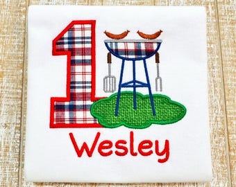Baby-Q/Barbecue/Grilling Birthday Embroidered T-Shirt or Bodysuit-Family Shirts