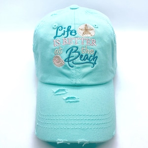 Life is Better at the Beach Embroidered Cap-Many Cap Color Choices