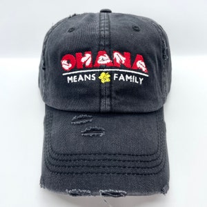 Ohana Means Family Design Baseball Hat-Adult and Kids Sizes-Many Hat Color Choices