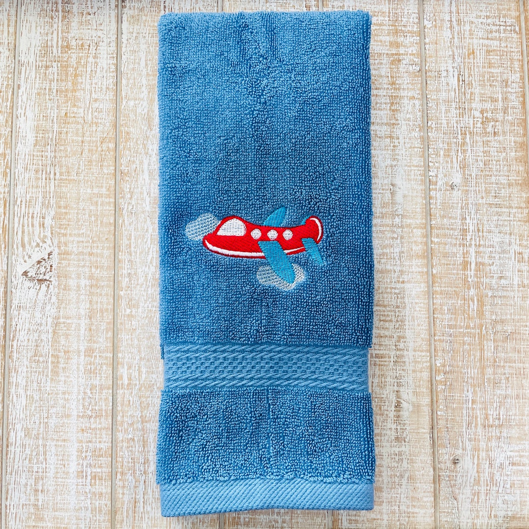 Airplane Embroidered Hand Or Bath Towels Etsy Airplane Embroidered Hand Or Bath Towels Etsy