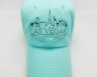 Las Vegas Skyline-Embroidered Cap-Many Cap Color Choices-Thread Color Choices