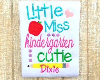 Little Miss Kindergarten Cutie Embroidered T-Shirt-All Grades