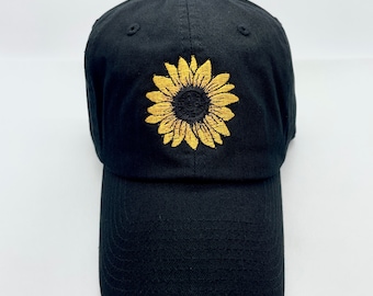 Sunflower- Embroidered Cap-Many Cap Color Choice-Adults and Kids