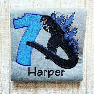 Giant Lizard Dino Birthday Embroidered T-Shirt
