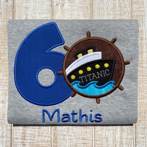 Ship Wheel Boat Birthday Embroidered T-Shirt-Boys or Girls