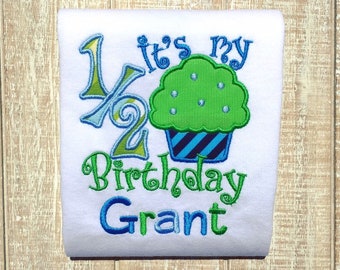 My 1/2 Birthday Cupcake Embroidered Bodysuit-Any Colors