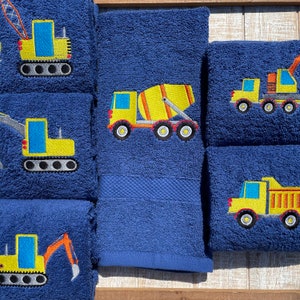 Construction Trucks Embroidered Bath or Hand Towels image 5
