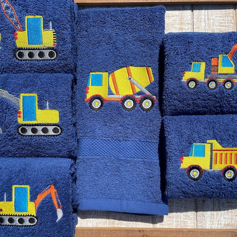 Construction Trucks Embroidered Bath or Hand Towels image 5
