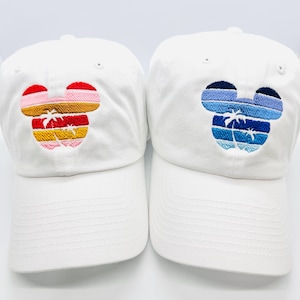 Beach Sunrise/Sunset Mouse Head- Embroidered Cap-Many Cap Color Choice-Adults and Kids