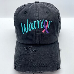 Warrior Ribbon Design Baseball Hat-Adult and Kids Sizes-Many Hat Color Choices-Any Ribbon Color