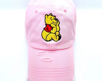 Sitting Pooh- Embroidered Cap-Many Cap Color Choice-Adults and Kids