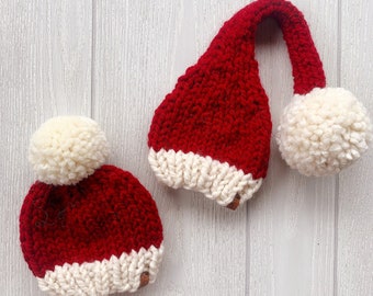 Santa Chunky Knit Pom Beanie | Fisherman & Cranberry
