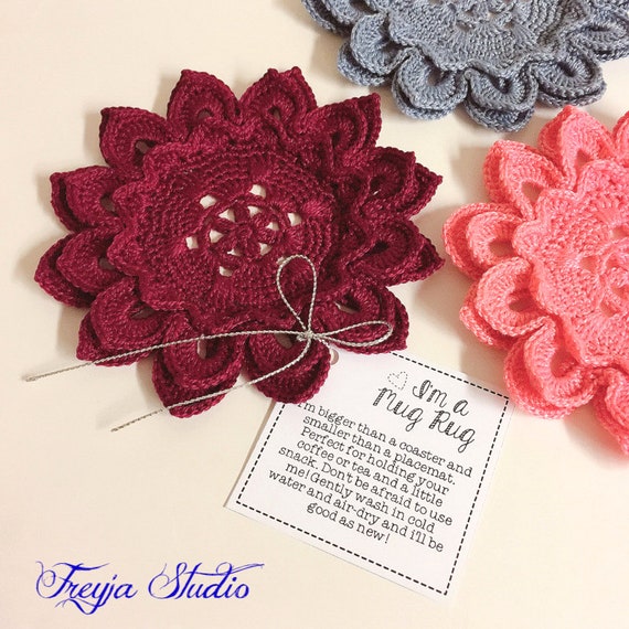 Fall leaf crochet doily Mug Rugs Crochet Cotton Doily Coaster Individually or a Set of 6 Maple Leaf Coaster