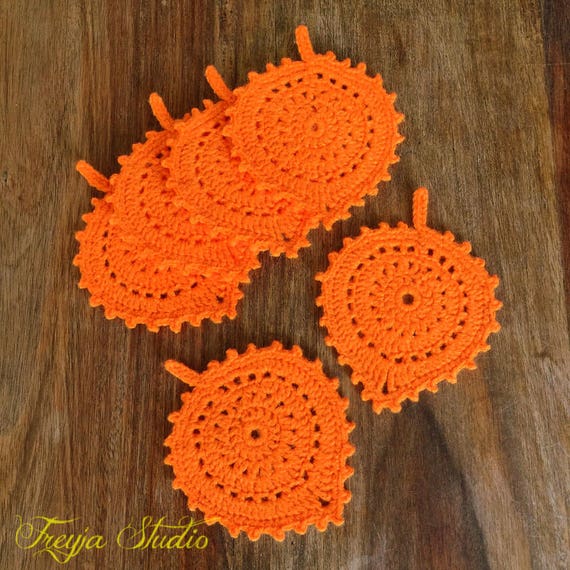 Handmade Crochet Orange Coaster!