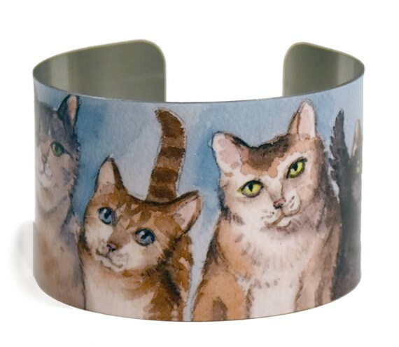Metal Cuff Bracelet Cats Tabby Longhair Shorthair Etsy