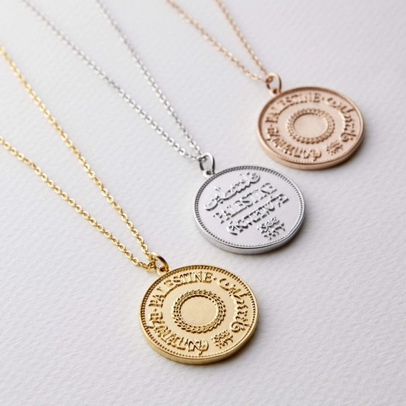 Palestine Coin Necklace Women - Etsy Israel