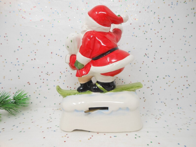 Vintage LEFTON Santa Christmas Music Box Japan Ceramic Jingle Etsy